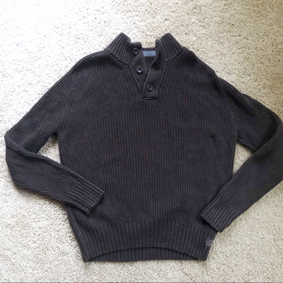 AE Dark Brown Button-Collar Sweater - Picture 1 of 6